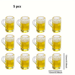 Mini Beer Cup Dollhouse Mugs Cups with Realistic Looking Beer - Yellow