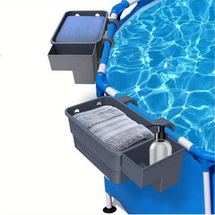 Poolside Storage Basket with Cup Holder Hooks for Frame Pools