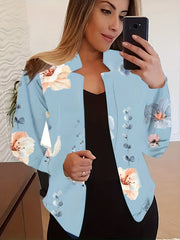 Women's Floral Split Lapel Long Sleeve Blazer