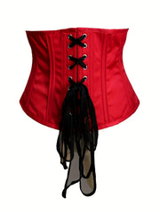 Embroidery Strapless Corset Bustier Retro Style Tummy Control Body Shaper