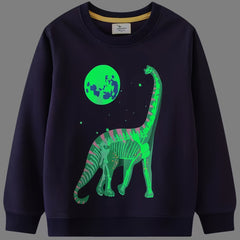 Boys Luminous Dinosaur Sweatshirt Crew Neck Pullover
