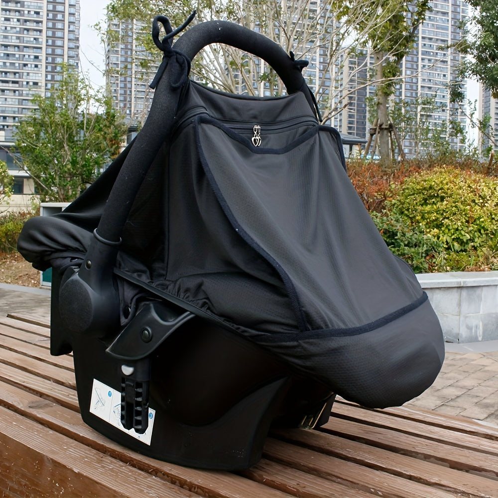 Baby Car Seat Cover with Breathable Window & Anti-Mosquito Hood