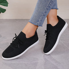 Women's Mesh Breathable Sneakers Lace-Up Flat Skate Shoes