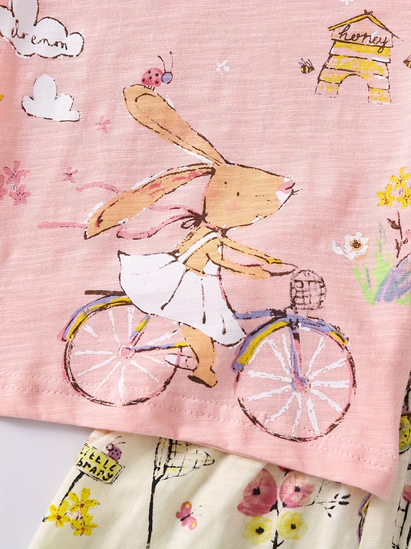 Kids Rabbit Pattern Tee Top & Shorts Set