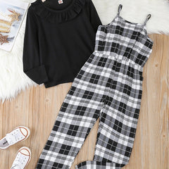 Ruffle Grid Pattern Pants Set