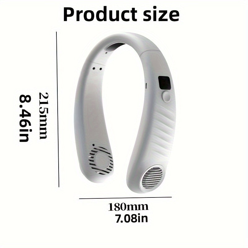 Portable Neck Fan Quick Cooling TYPE C Fast Charging 5 Gears LED Display