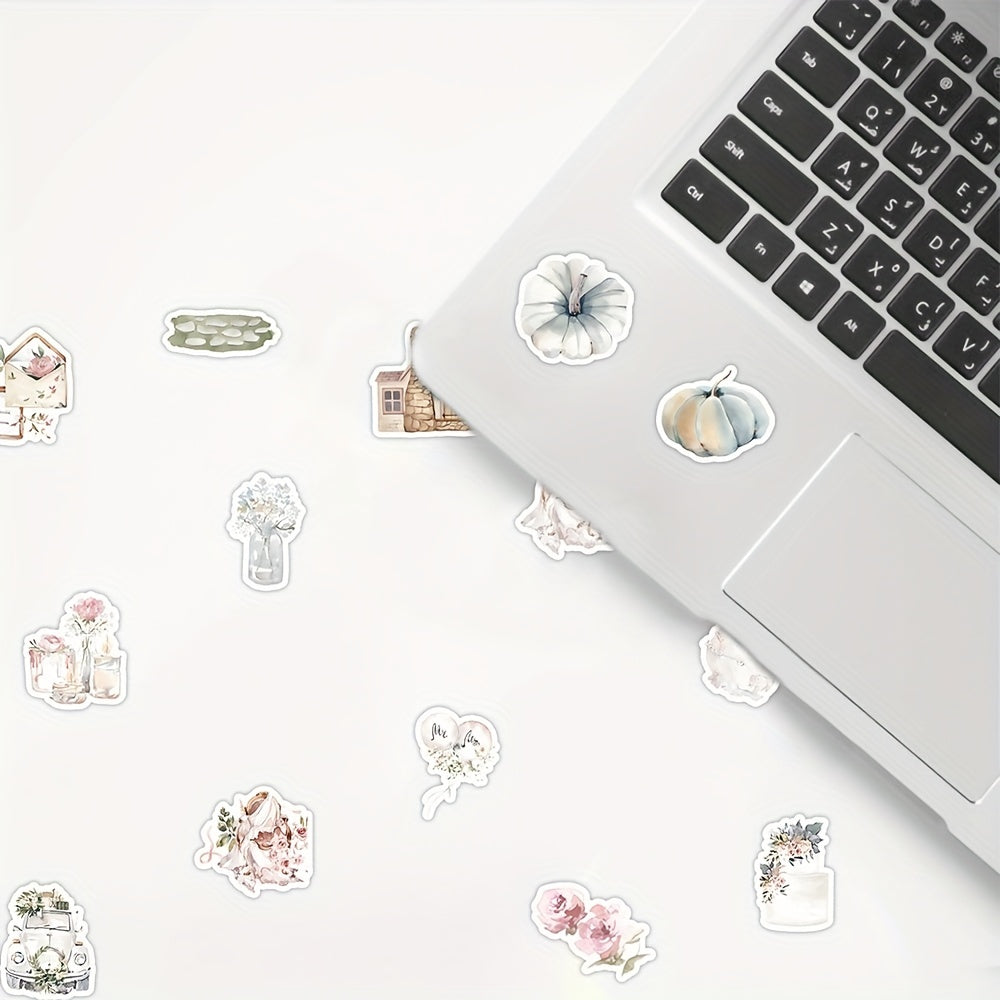 60pcs Vintage Waterproof Stickers for Water Bottle Laptop Scrapbook Journaling