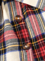 Plaid Patchwork Winter Vintage Windbreaker Dress for Toddler Girls