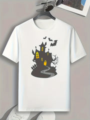 Halloween House Print Men's Tee for Summer