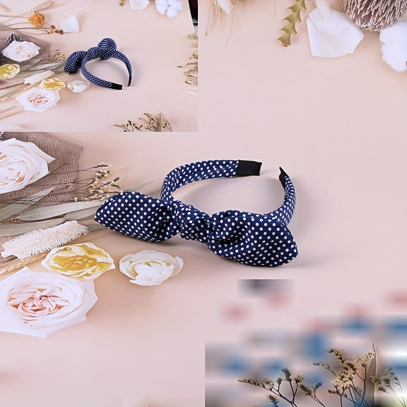 1pc Solid Bow Hair Band Dots Print Hair Pin Girls Hair Accessories