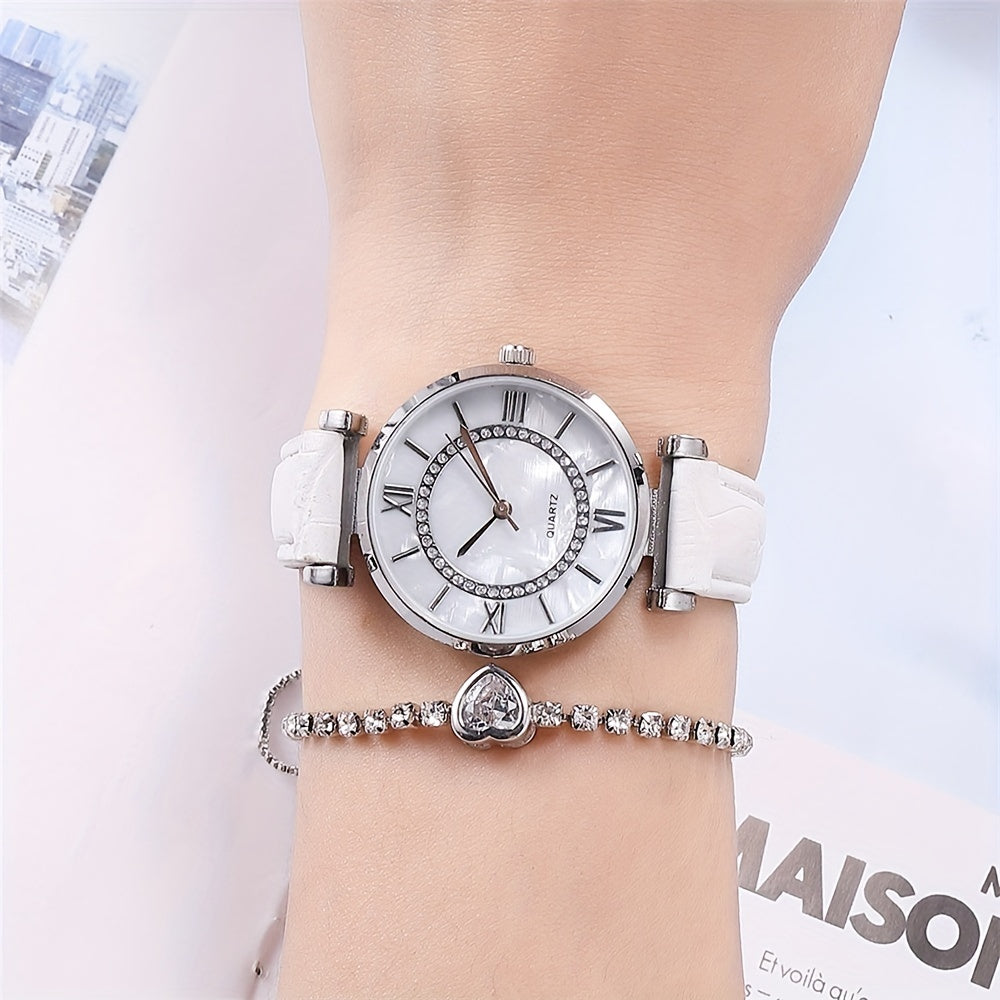 Marble Face Roman Scale Women's Quartz Watch