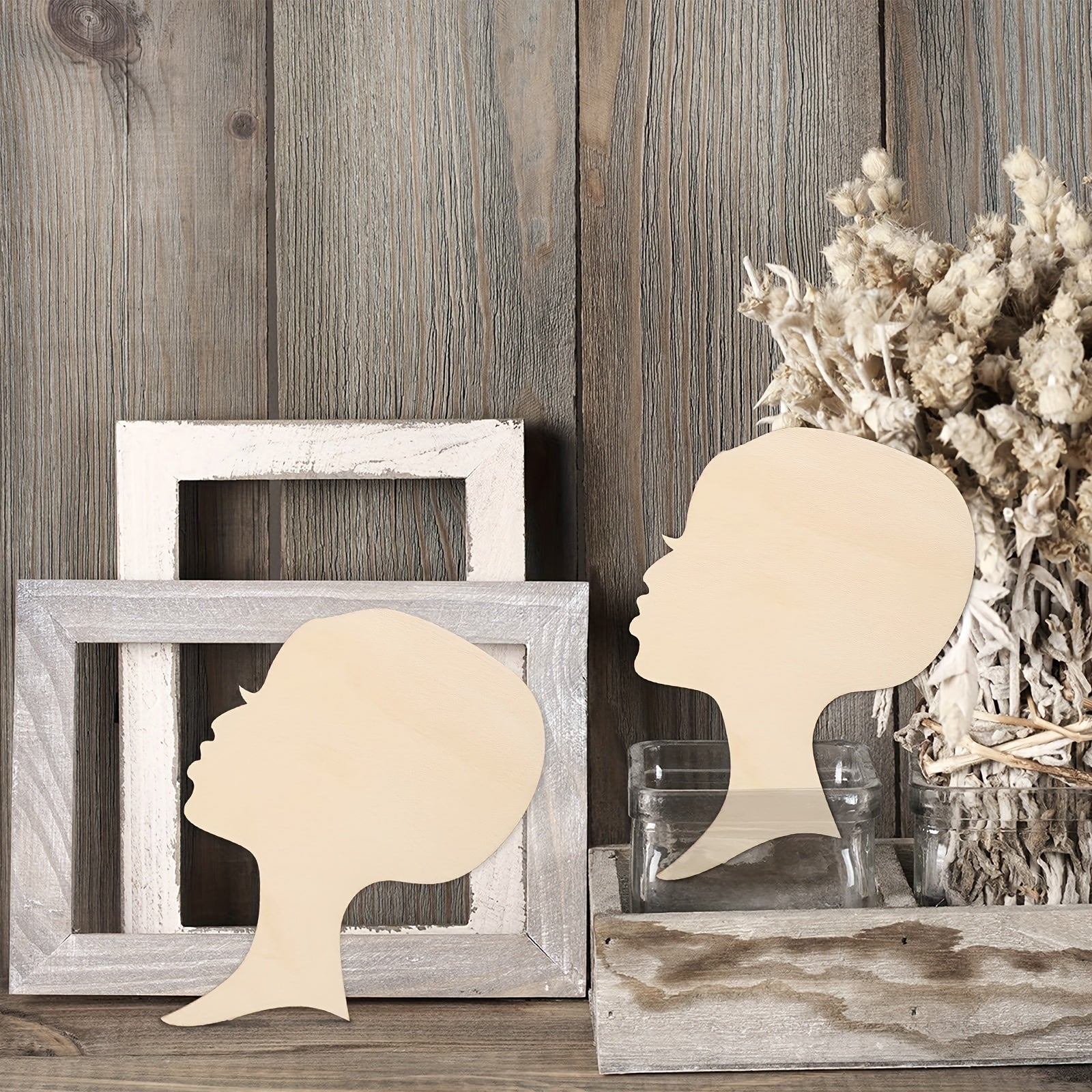 2pcs African Women Face Lashes Silhouette Wood Decoration Pendant