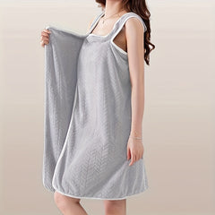 Women's Wearable Bath Towel with Pocket and Bow Detail
