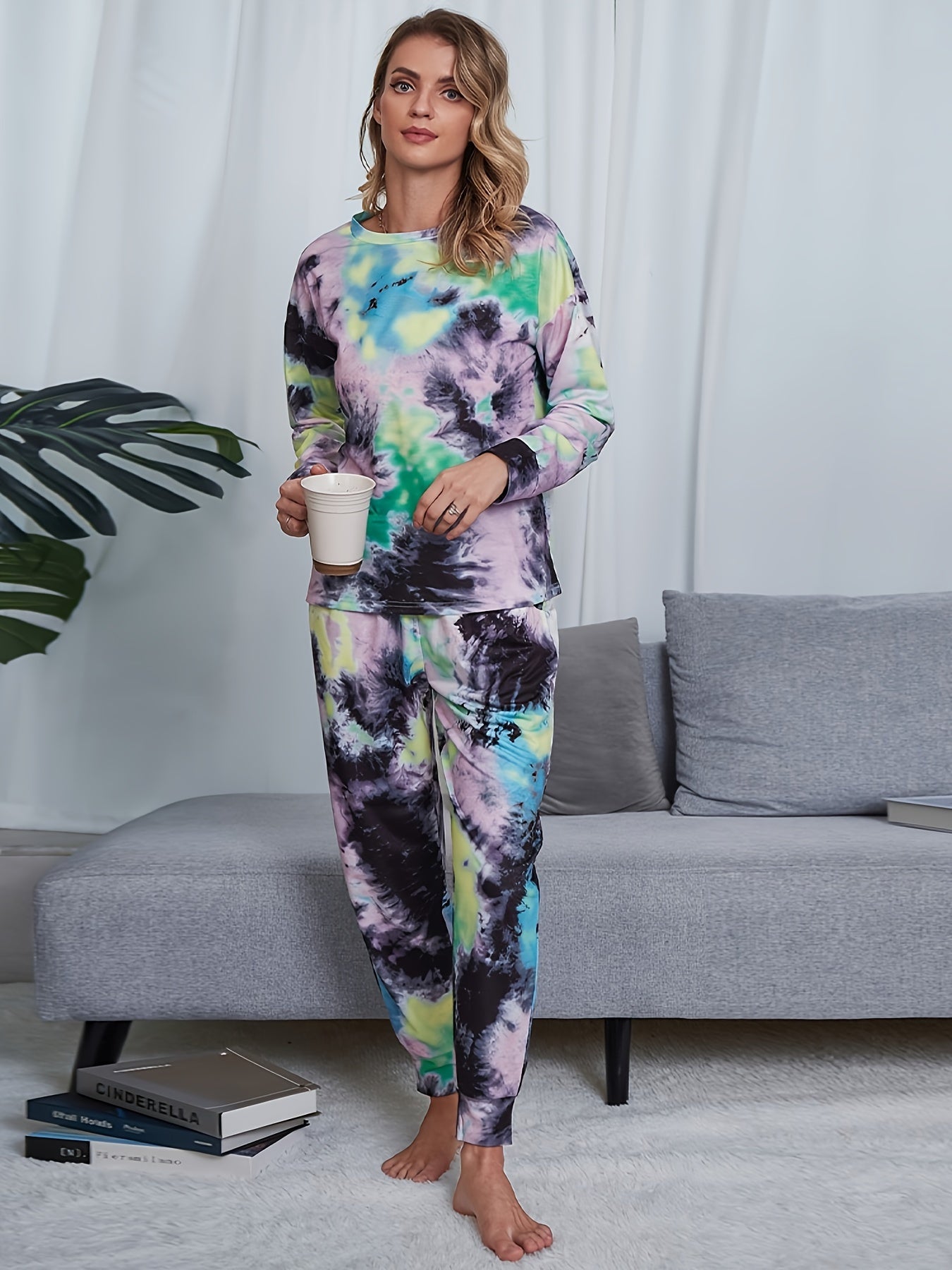Tie Dye Lounge Set Crew Neck Top & Pants