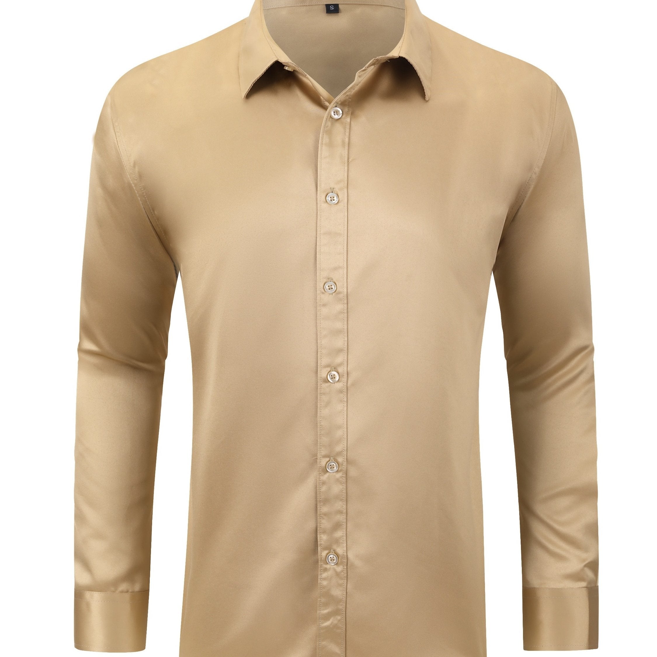 Men's Satin Button Up Shirt for Business Occasions