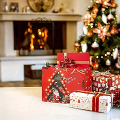 8pcs Christmas Gift Bags w/ Handles, Reusable Tote Bags, Non Woven M