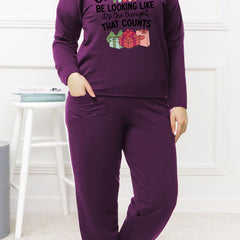 Christmas Pajamas Set Women's Long Sleeve Tee & Joggers Lounge Set