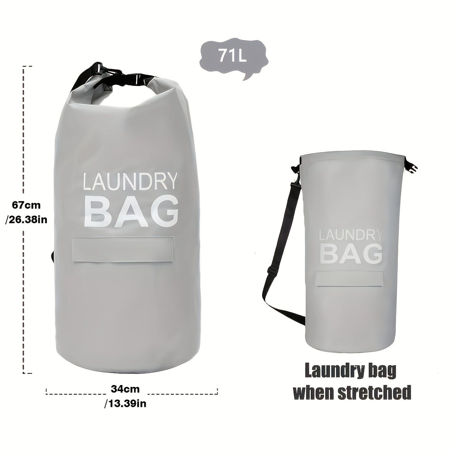 Large Capacity 71L Laundry Basket Foldable Adjustable Shoulder Strap