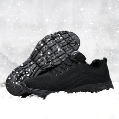 Men's Warm Lace Up Fleece Sneakers Winter Shoes