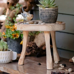 Vintage Solid Wood Flower Pot Holder Dwarf Stool