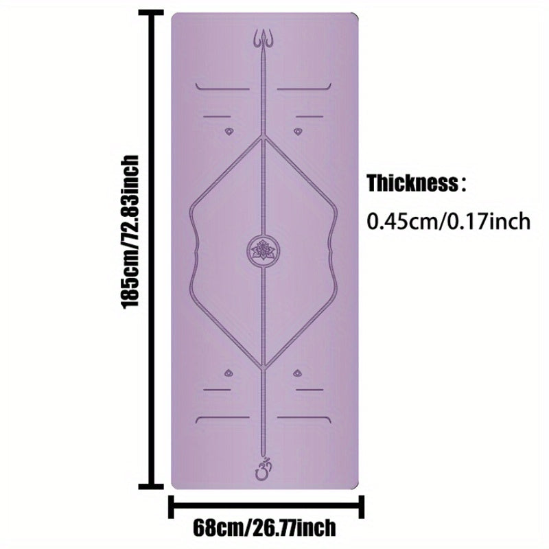 Non-Slip Rubber Yoga Mat with Position Guide Line 72.83x26.77in