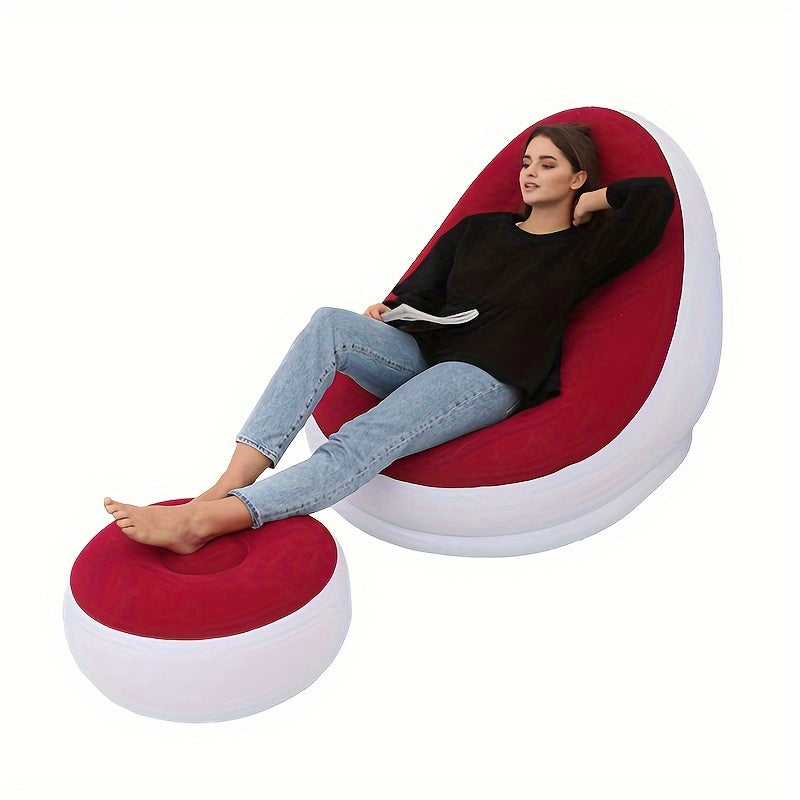 Portable Lazy Sofa Inflatable Lounge Chair With Footrest