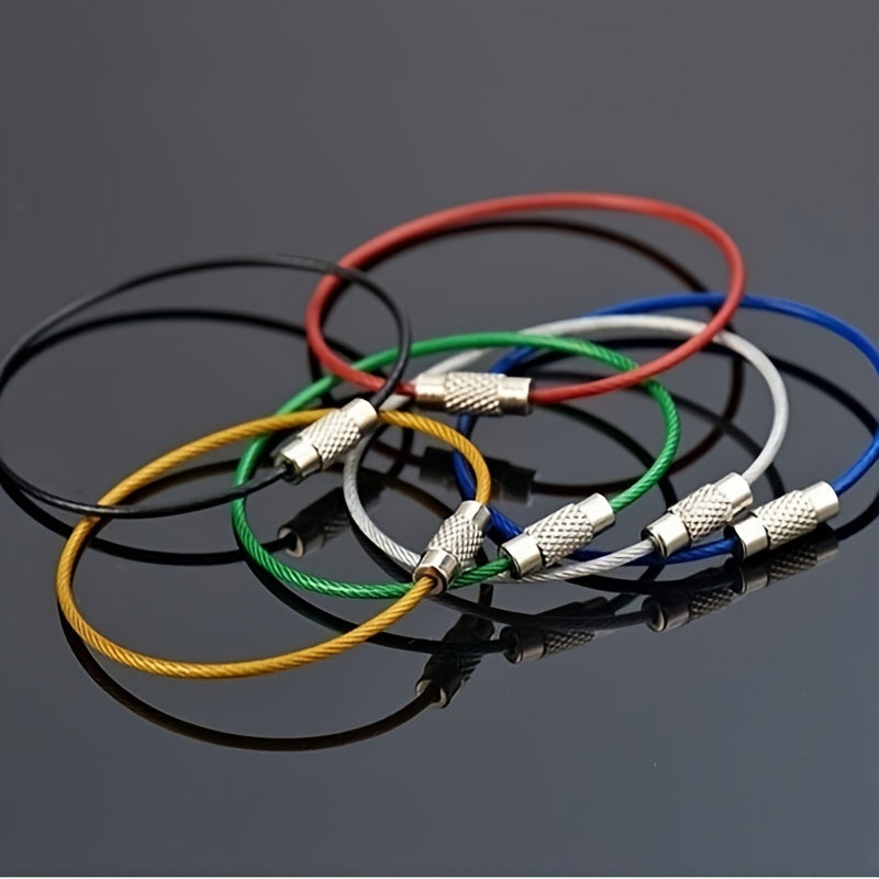 20pcs Stainless Steel Keychain Cable Rope for Outdoor Hiking Camp Travel
