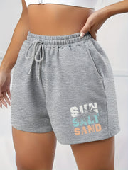 Coconut Tree Print High Rise Plus Size Sports Shorts