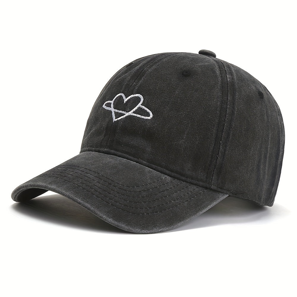Love Heart Embroidered Baseball Cap Couple Dad Hat Soft Top Baseball Caps