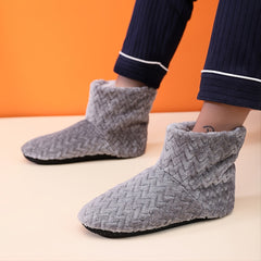 Wave Pattern Slipper Boots Soft Plush Cozy House Slippers