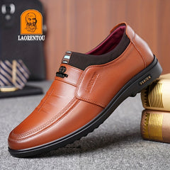 LAORENTOU Men's Leather Loafer Shoes Lightweight Non Slip Casual Shoes