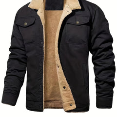Classic Lapel Collar Winter Coat for Men
