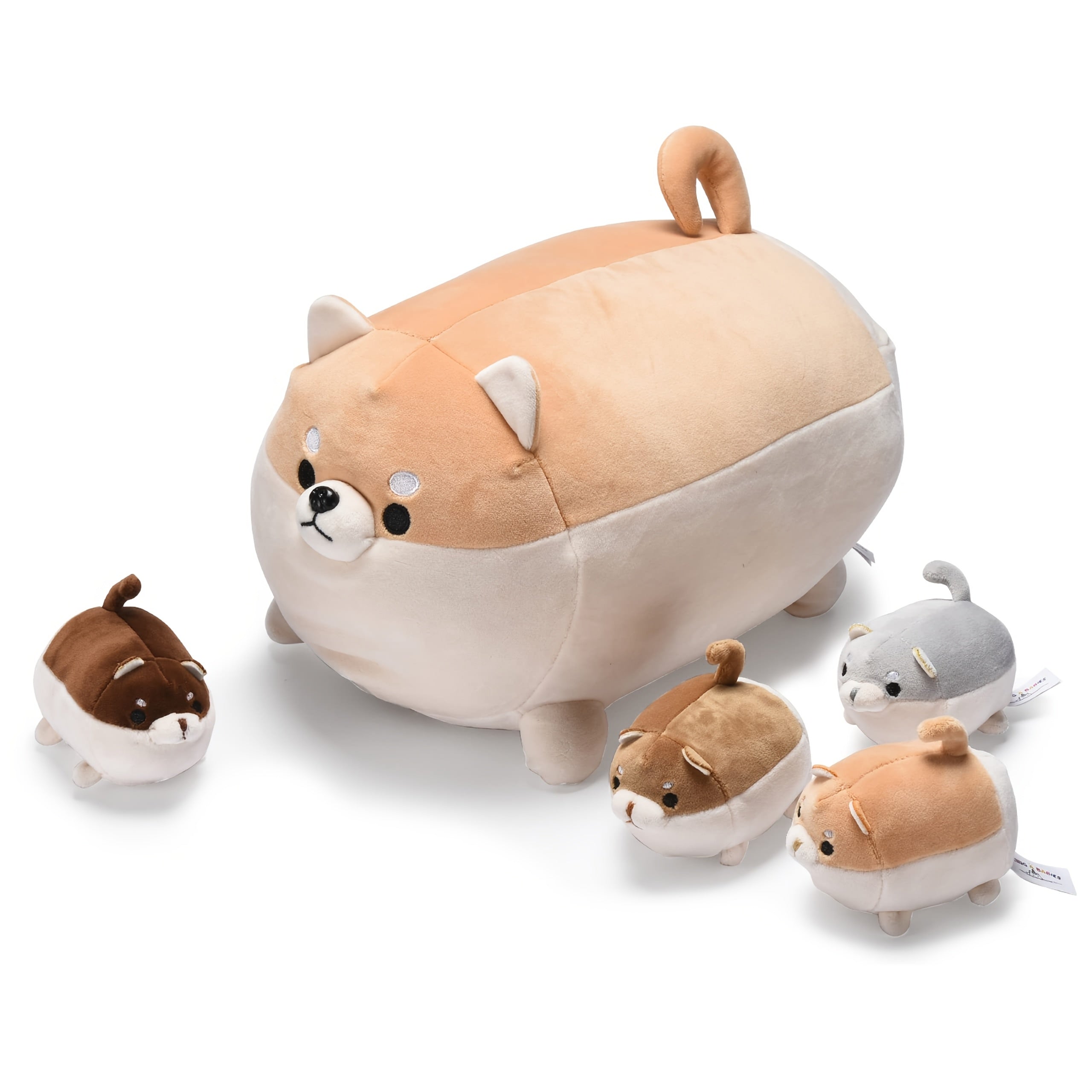 Corgi Mommy and 4 Puppies Plush Set