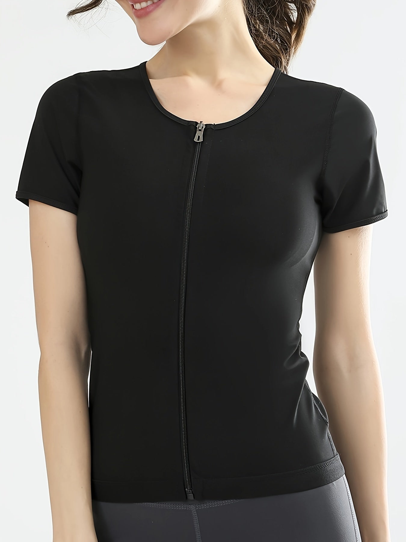 Short Sleeve Sauna Sweat Fitness Training Top Women's Activewear