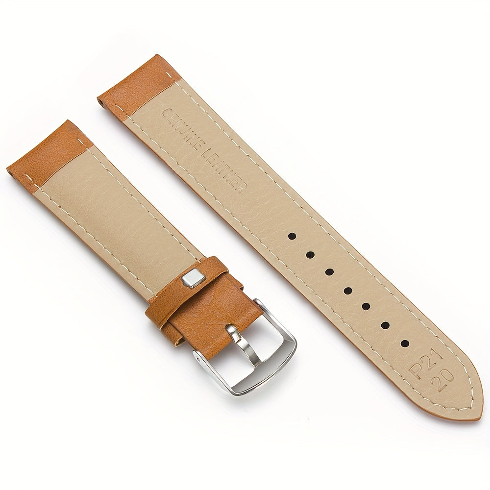 20 22mm Brown PU Leather Strap for Men's Watch
