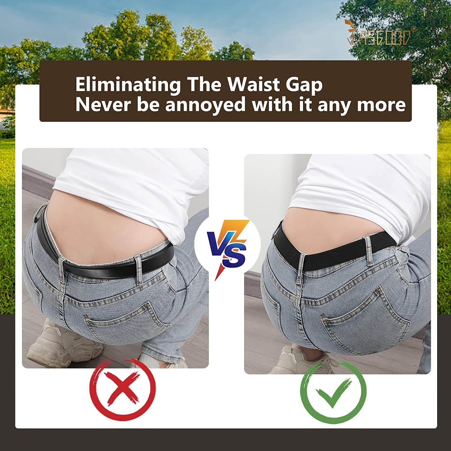 2pcs Women Invisible Elastic Belt for Jeans Pants Dresses