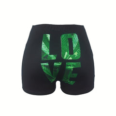LOVE Print Skinny Shorts Casual Shorts Spring & Summer Women's Clothing