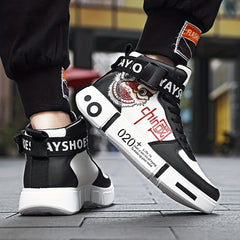 Men's Graphic Print High Top Skate Shoes Wear resistant Non Slip Sneakers