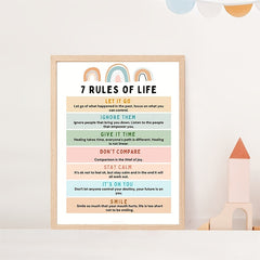 Inspirational Wall Decor 7 Rules Of Life Poster Happy Quote Feelings Poster