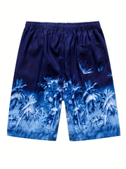 Palm Trees Ombre Print Casual Summer Pool Beach Shorts Men's Lounge Shorts
