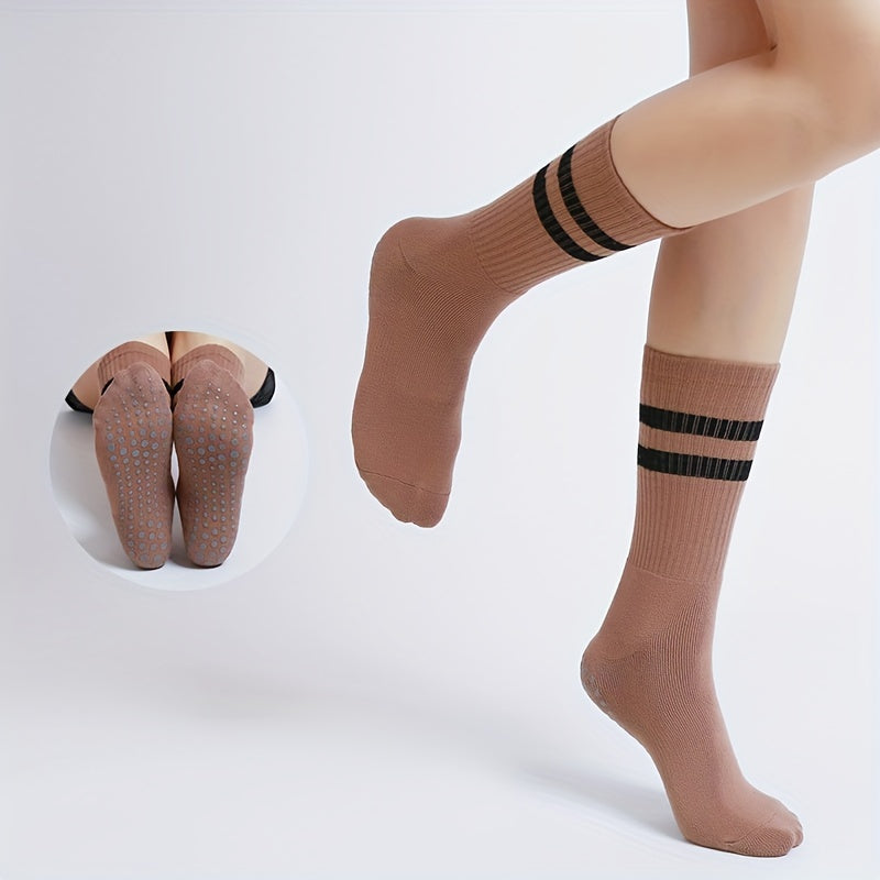 Soft Comfortable Yoga Socks Anti-Skid Breathable Mid-Calf Gripper Socks