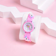 Kids 3D Cartoon Quartz Watch Silicone Strap Plastic Case Gift