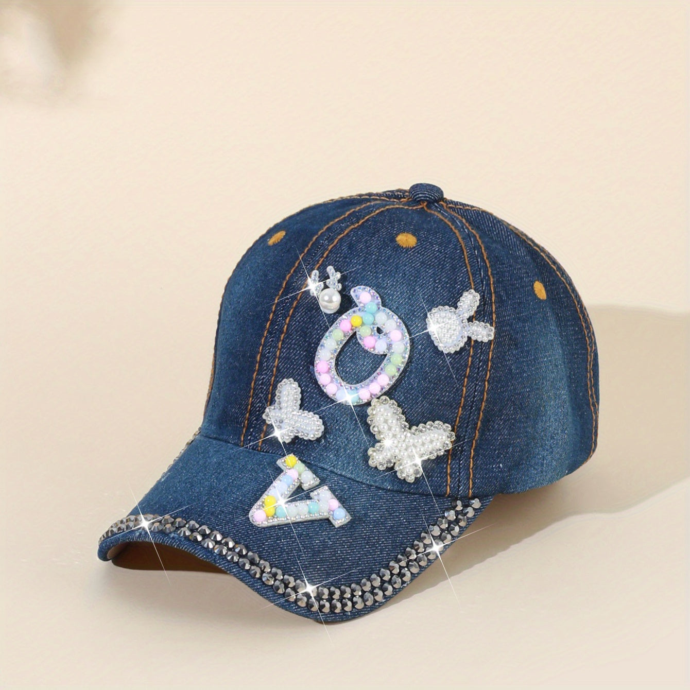 BlueWashed Sun Hat Faux Pearl Deer Bunny Butterfly Baseball Cap