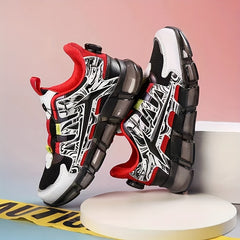 Rotating Buckle Boy's Basketball Shoes, Non Slip Shock Absorption Sneakers