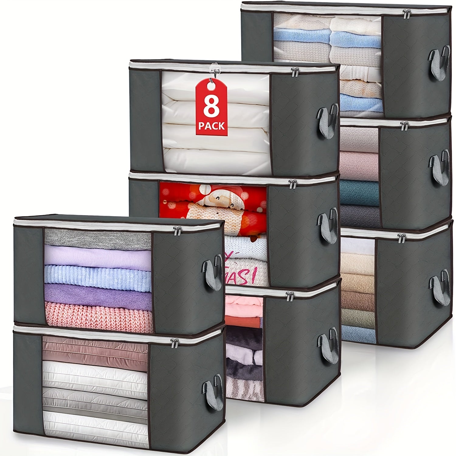 Durable 90L Large Storage Bags with Handles Foldable Closet Organizer