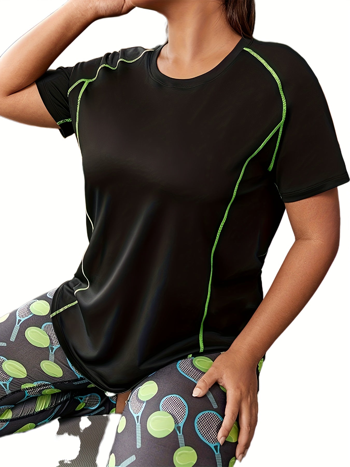 Stitching Short Sleeve Fitness Tee