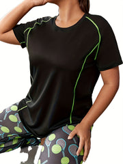 Stitching Short Sleeve Fitness Tee