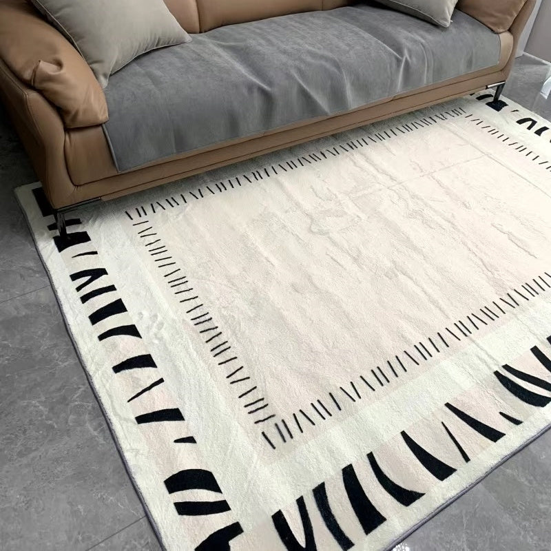 Modern Line Pattern Faux Cashmere Mat Non Slip Floor Rug