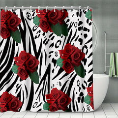 Red Rose Shower Curtain Bathroom Set