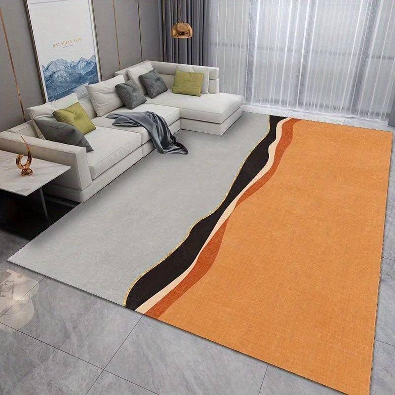 Modern Area Rug Soft Polyester Fiber Carpet Non-Slip TPR Base